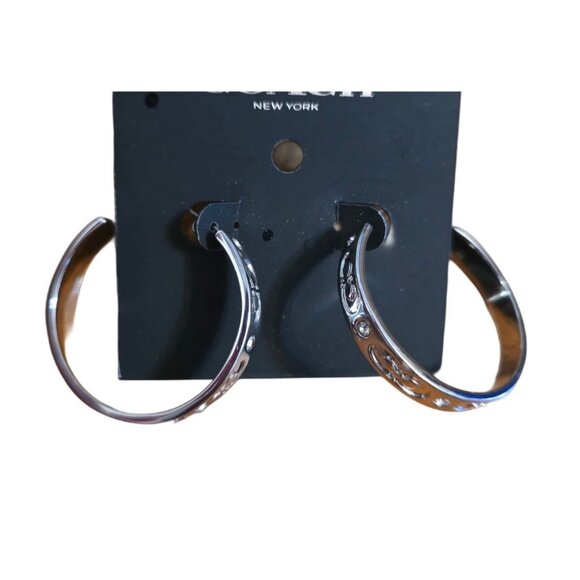 COACH Silver Signature Hoop Earrings (NWT) & Coach Signature Coach Bangle (Used) - Picture 3 of 7